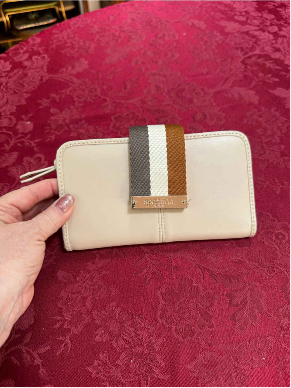 Spartina 449 Beige and Brown Snap Wallet w/ ID Pocket